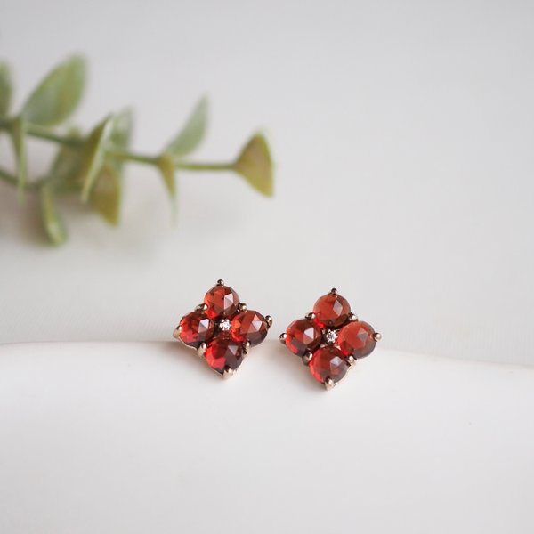 ERICA Earrings - Red Garnet (Rose Gold)