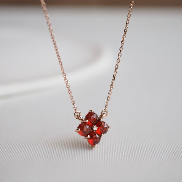 ERICA Necklace - Red Garnet (Rose Gold)