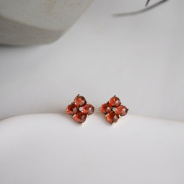 ERICA Earrings - Red Garnet (Yellow Gold)