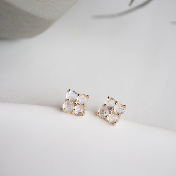 ERICA Earrings - Moonstone (Yellow Gold)