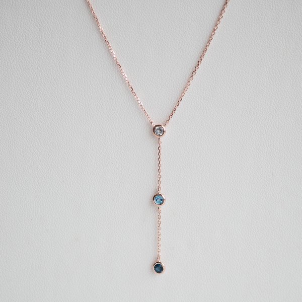 TIFFANY Necklace - Blue Topaz (Rose Gold)