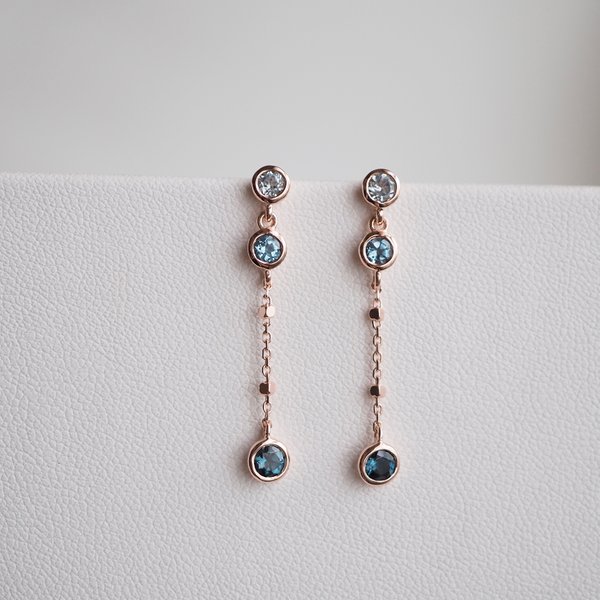 TIFFANY Earrings - Blue Topaz (Rose Gold)