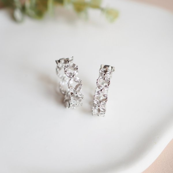 FLORET Large Hoops - White Topaz (Silver)