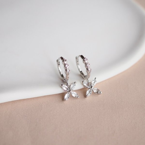 FLORET Huggies - White Topaz (Silver)