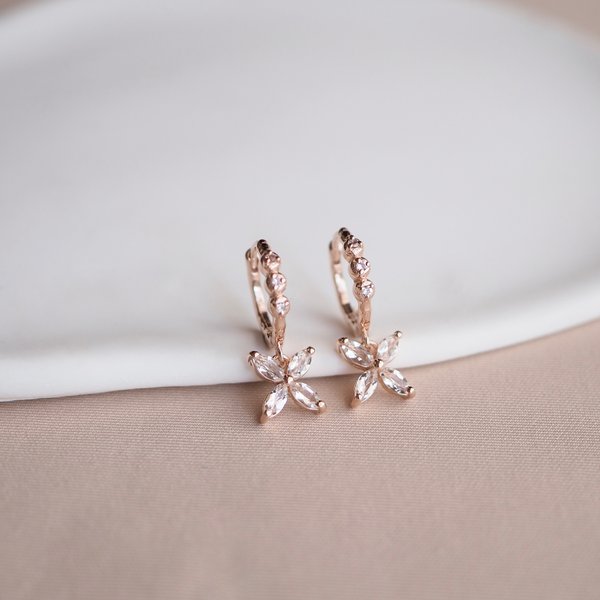 FLORET Huggies - White Topaz (Rose Gold)