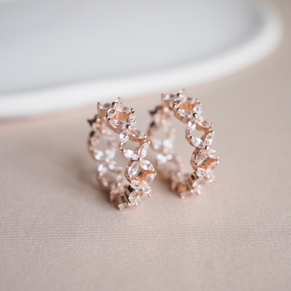 FLORET Large Hoops - White Topaz (Rose Gold)