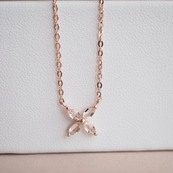 FLORET Necklace - White Topaz (Rose Gold)