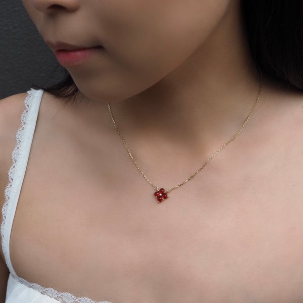 ERICA Necklace - Red Garnet (Yellow Gold)