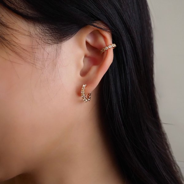 CLEO Small Huggies - White Topaz (Yellow Gold)