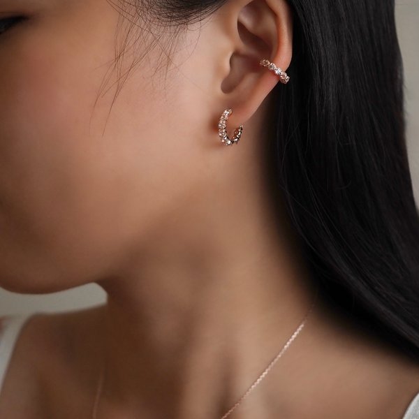 CLEO Small Huggies - White Topaz (Rose Gold)