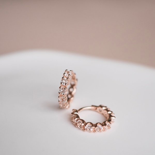 CLEO Small Huggies - White Topaz (Rose Gold)