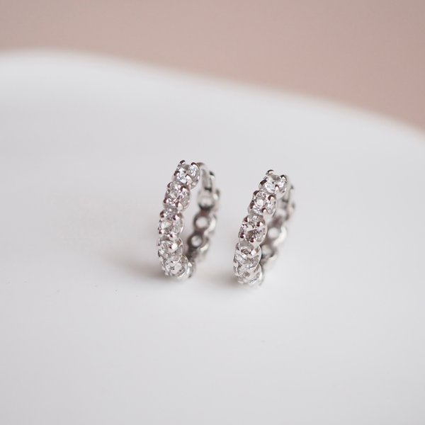 CLEO Small Huggies - White Topaz (Silver)