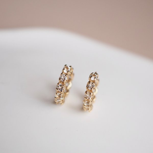 CLEO Small Huggies - White Topaz (Yellow Gold)