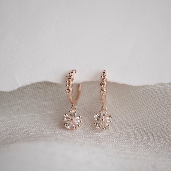 MINI MELISSA Huggies - White Topaz (Rose Gold)