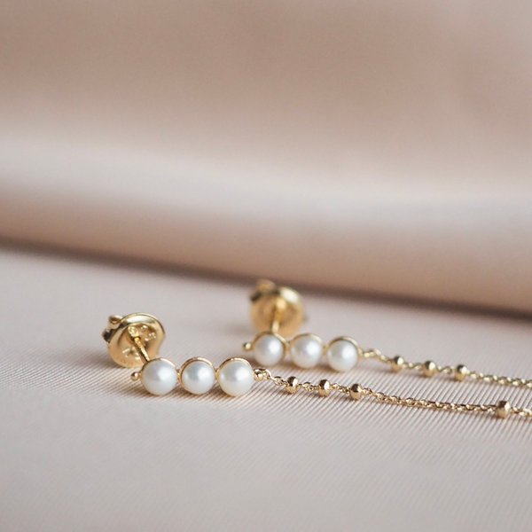 AERI Earrings - Pearl (Yellow Gold)