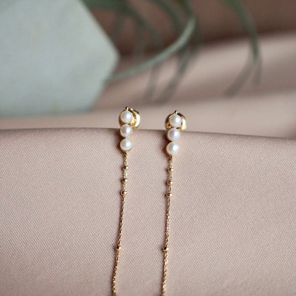 AERI Earrings - Pearl (Yellow Gold)