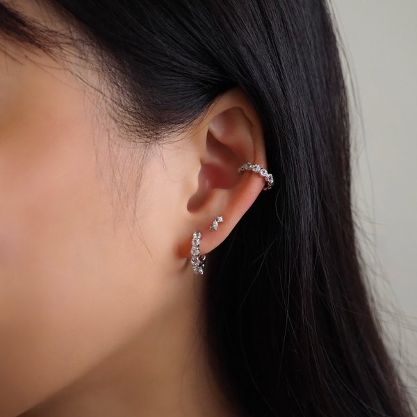 CLEO Small Huggies - White Topaz (Silver)