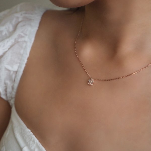 MINI MELISSA Necklace - White Topaz (Rose Gold)