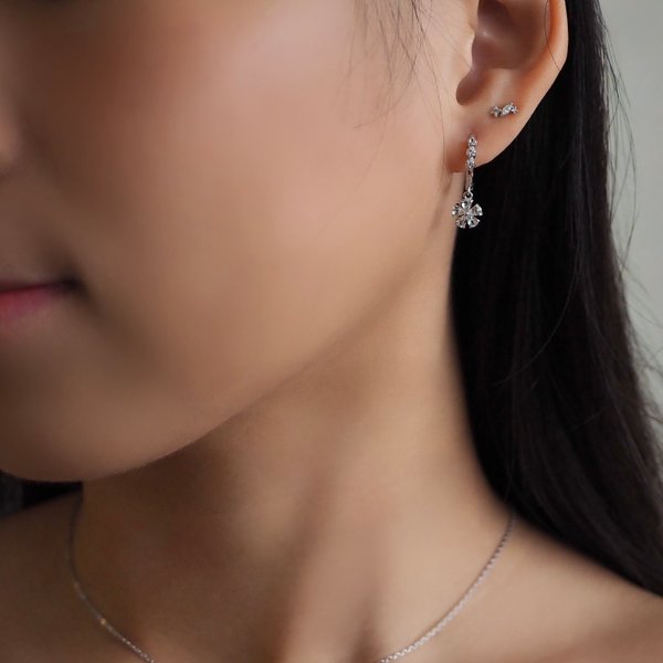 MINI MELISSA Huggies - White Topaz (Silver)