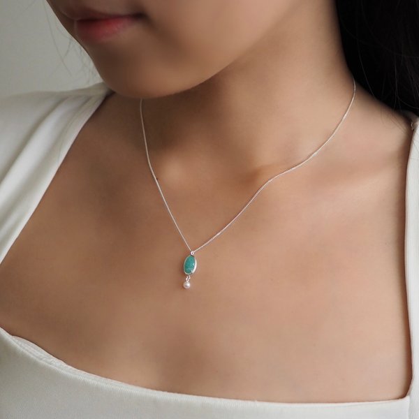 DREA Necklace - Amazonite (Silver)