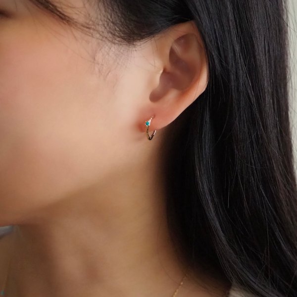 ESTELLE Huggies - Turquoise (Yellow Gold)