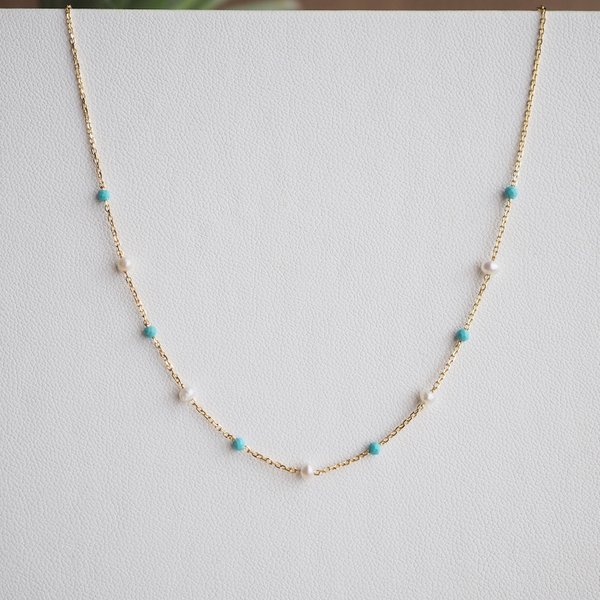 ESTELLE Necklace - Turquoise (Yellow Gold)