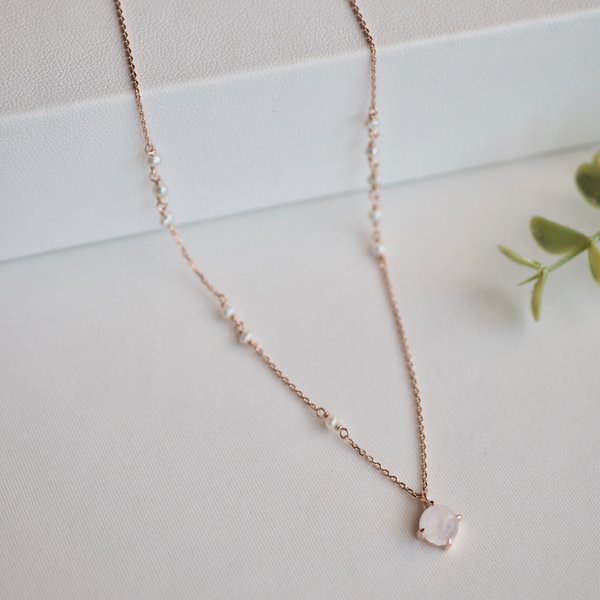 TIARA Necklace - Moonstone (Rose Gold)