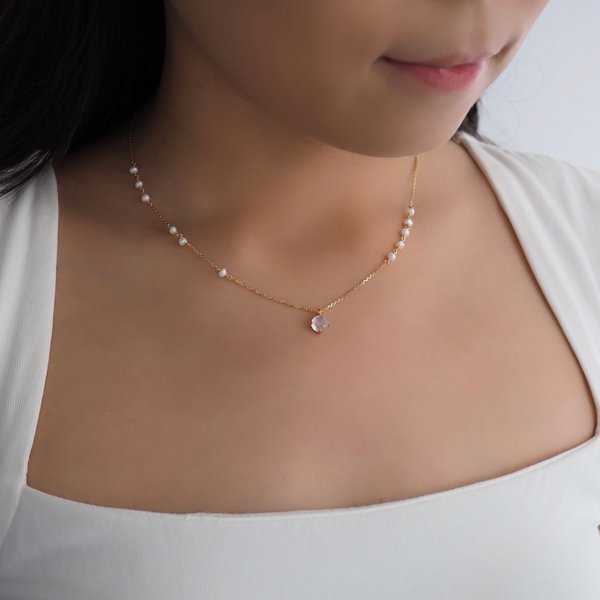 TIARA Necklace - Moonstone (Yellow Gold)