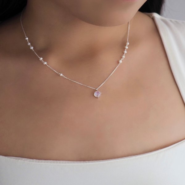 TIARA Necklace - Moonstone (Silver)