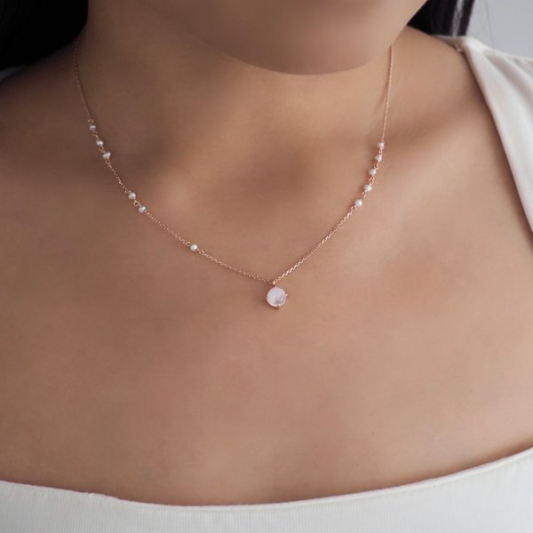 TIARA Necklace - Moonstone (Rose Gold)