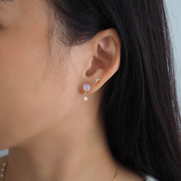 TIARA Earrings - Moonstone (Yellow Gold)