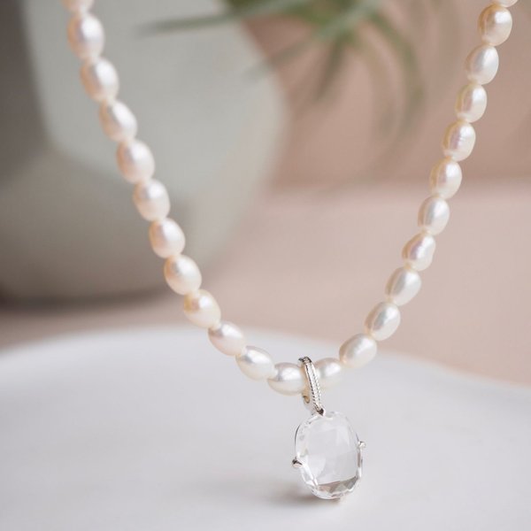 SOLENE Pearl Necklace - Silver