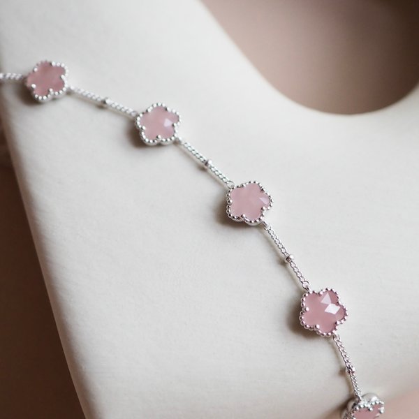 FAYE Bracelet - Pink Quartz (Silver)