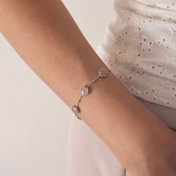 FAYE Bracelet - Pink Quartz (Silver)