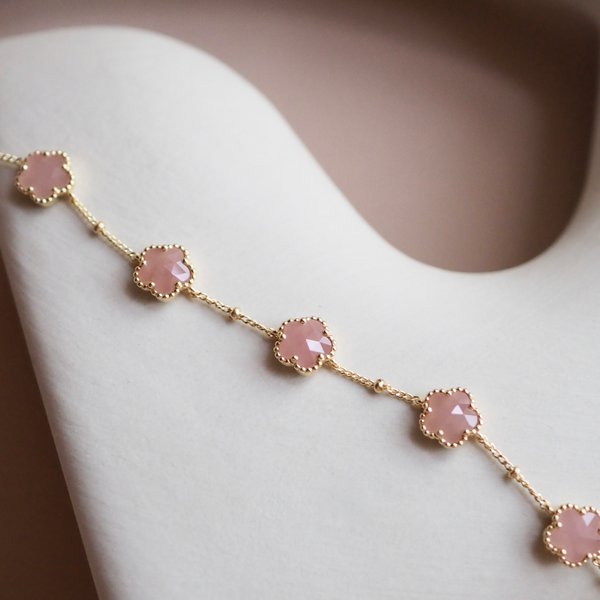 FAYE Bracelet - Pink Quartz (Yellow Gold)