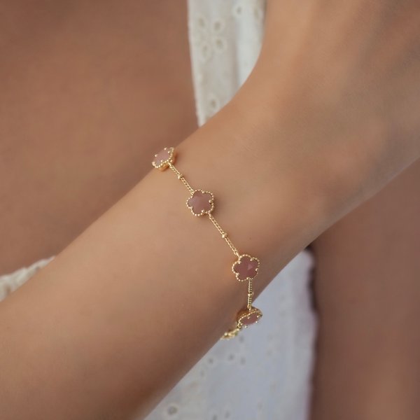 FAYE Bracelet - Pink Quartz (Yellow Gold)