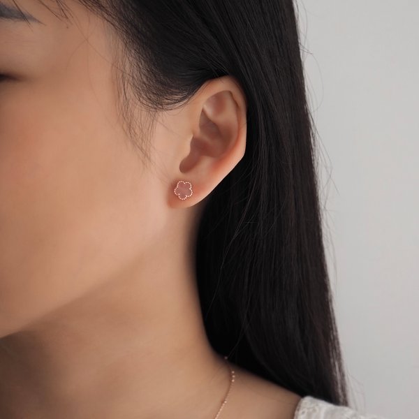 FAYE Earrings - Pink Quartz (Rose Gold)