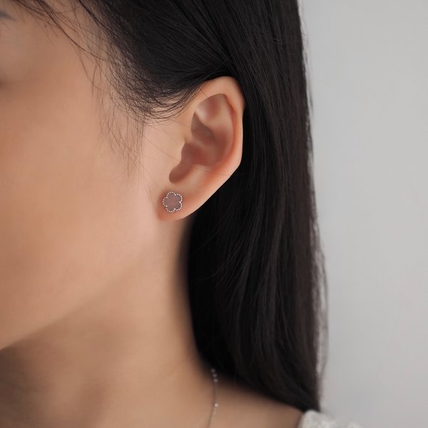 FAYE Earrings - Pink Quartz (Silver)