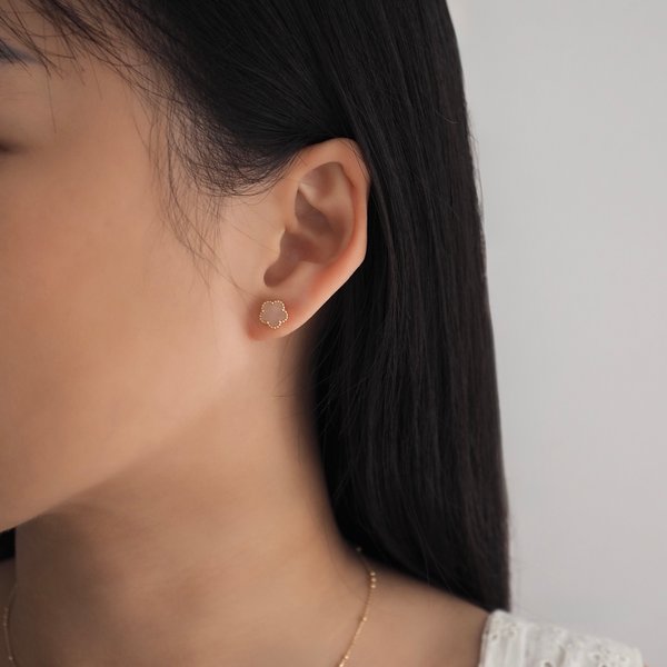 FAYE Earrings - Pink Quartz (Yellow Gold)