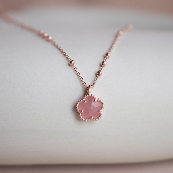 FAYE Necklace - Pink Quartz (Rose Gold)
