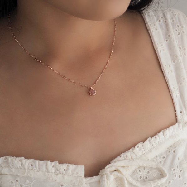 FAYE Necklace - Pink Quartz (Rose Gold)