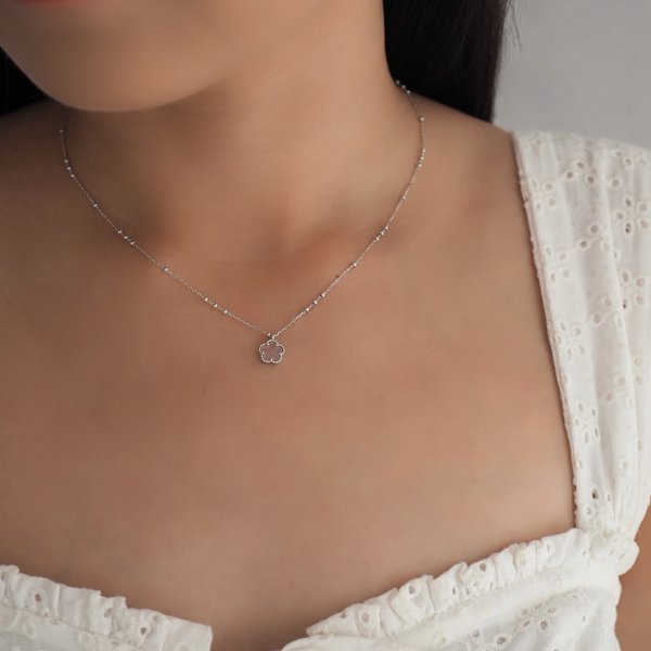 FAYE Necklace - Pink Quartz (Silver)