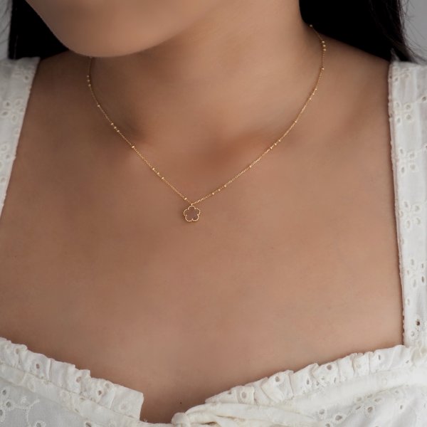 FAYE Necklace - Pink Quartz (Yellow Gold)