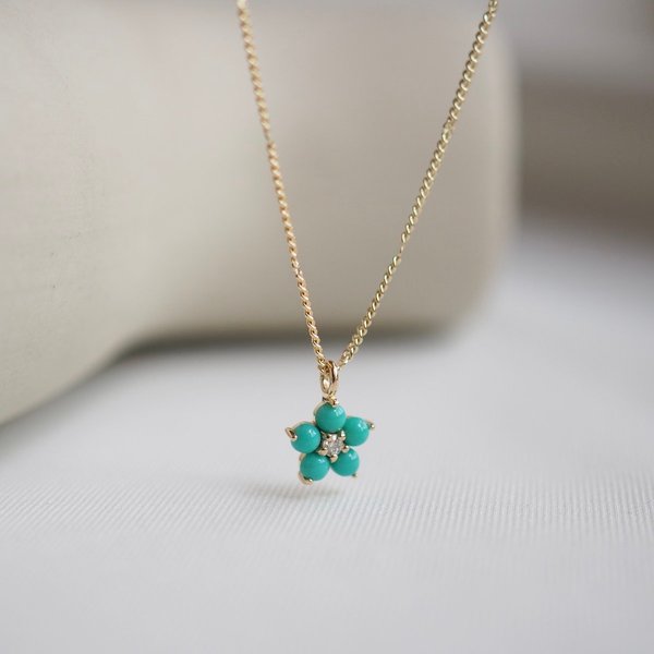 ANTHEA Necklace - Turquoise in 14K Yellow Gold