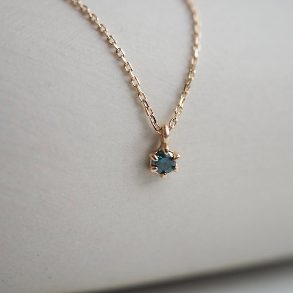 JANELLE Necklace - Blue Diamond in 14K Yellow Gold