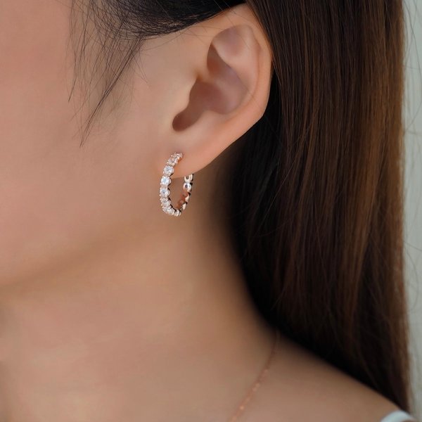 CLEO Medium Huggies - Moonstone (Rose Gold)