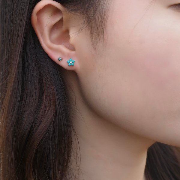 JANELLE Earrings - Blue Diamond in 14K Yellow Gold