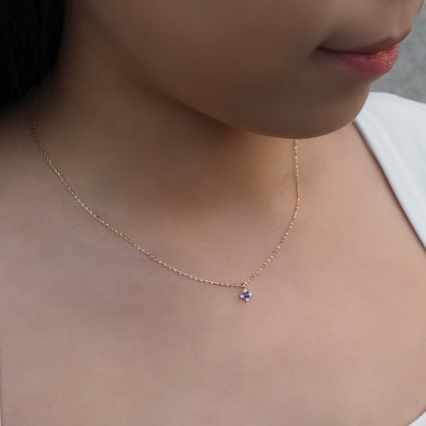DAWN Necklace - Sapphire in 14K Yellow Gold
