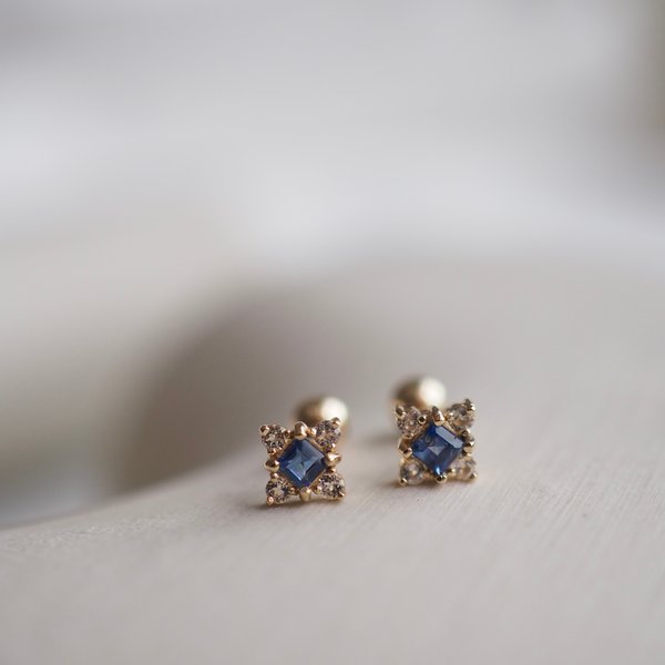 DAWN Barbell - Sapphire in 14K Yellow Gold