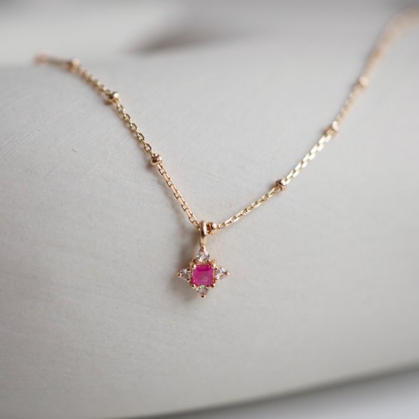 DAWN Necklace - Ruby in 14K Yellow Gold